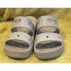Crocs Women’s Sz 10 Tan Baya Platform Sandal Comfort Vacation Beach Casual Beige